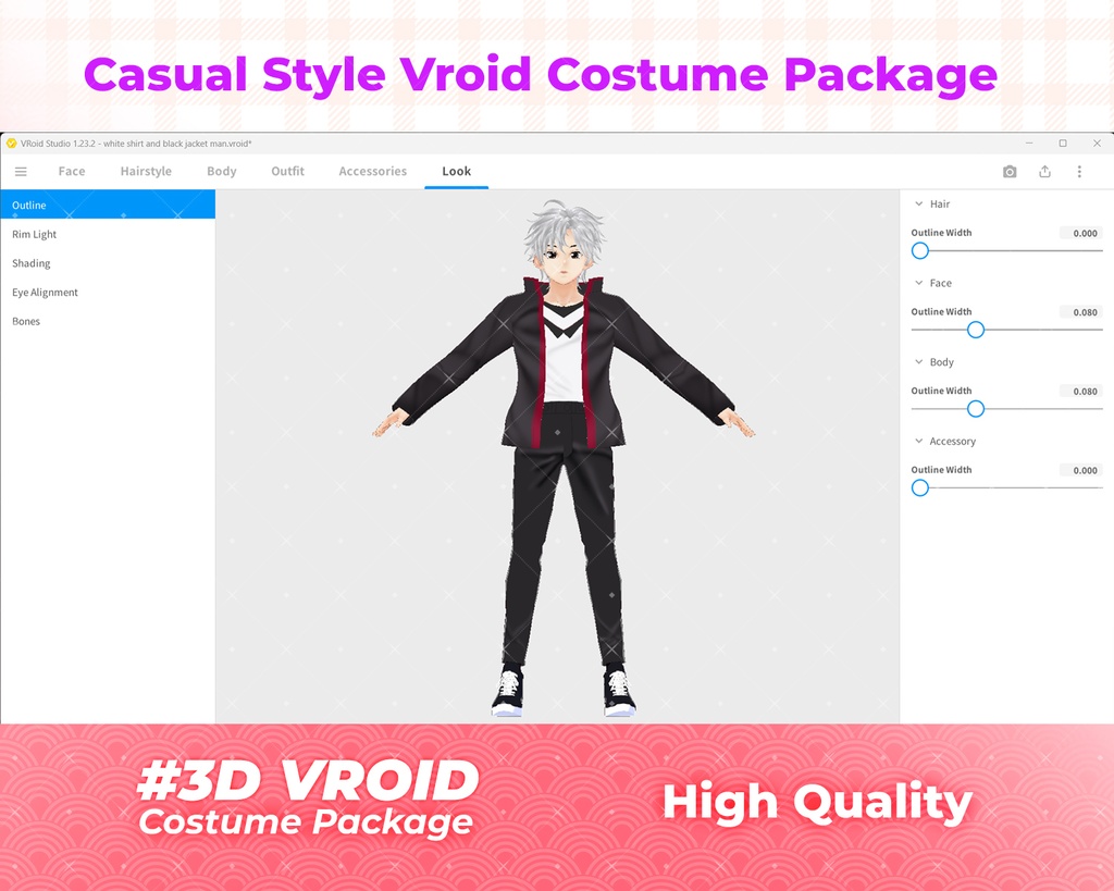 3D VRoid Outfit Pack Edgy & Cool Male Streetwear for VRoid Models | VRoid Clothes, VRoid Costume, VRoid Fashion
