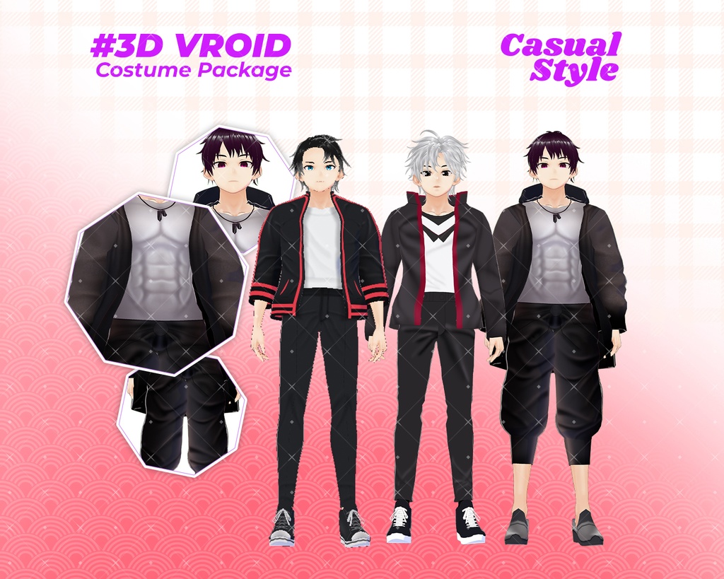 3D VRoid Outfit Pack Edgy & Cool Male Streetwear for VRoid Models | VRoid Clothes, VRoid Costume, VRoid Fashion