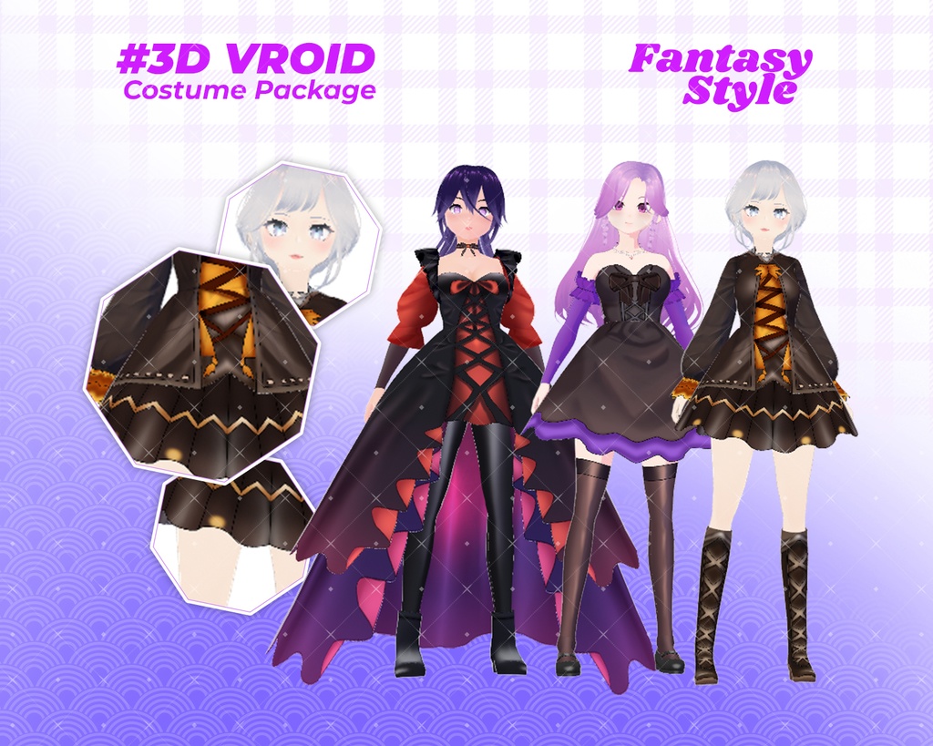3D VRoid Outfit Pack Fantasy & Enchanted Dresses for VRoid Models | VRoid Clothes, VRoid Costume, VRoid Fashion