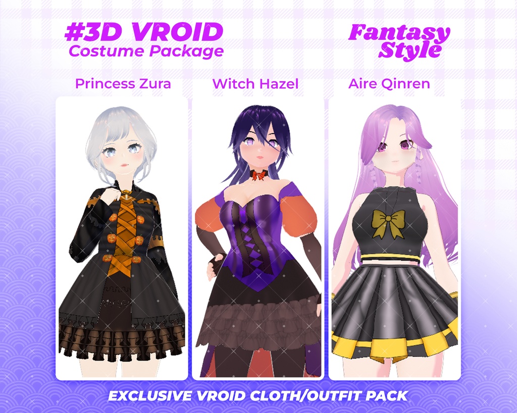 3D VRoid Outfit Pack Halloween & Fantasy-Inspired Dresses for VRoid Models | VRoid Clothes, VRoid Costume, VRoid Fashion
