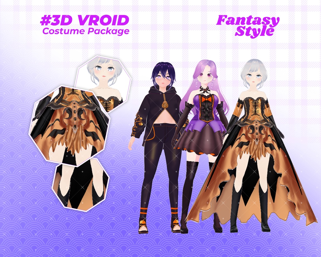 3D VRoid Outfit Pack Spooky & Enchanted Halloween Costumes for VRoid Models | VRoid Clothes, VRoid Costume, VRoid Fashion
