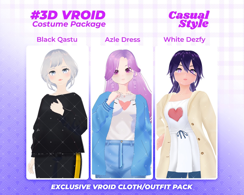 3D VRoid Outfit Pack Cozy & Cute Casual Fashion for VRoid Models | VRoid Clothes, VRoid Costume, VRoid Fashion