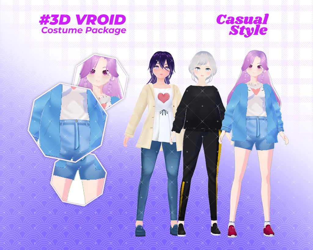 3D VRoid Outfit Pack Cozy & Cute Casual Fashion for VRoid Models | VRoid Clothes, VRoid Costume, VRoid Fashion