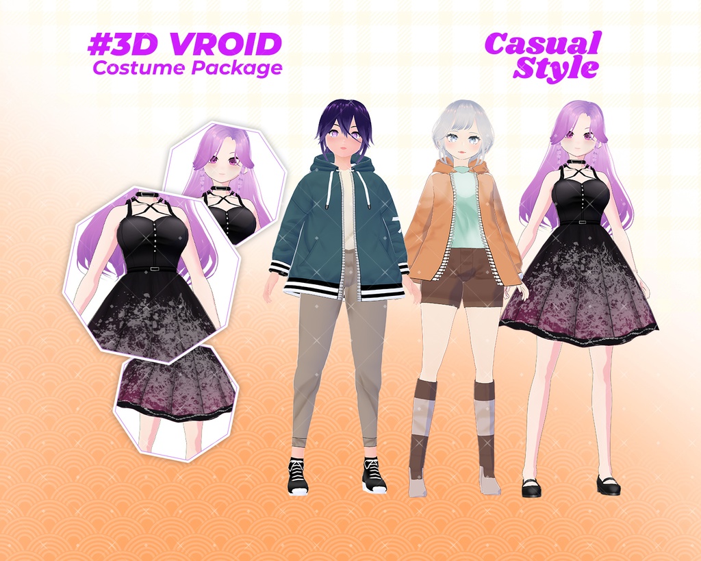 3D VRoid Outfit Pack Casual & Edgy Streetwear Fashion for VRoid Models | VRoid Clothes, VRoid Costume, VRoid Fashion