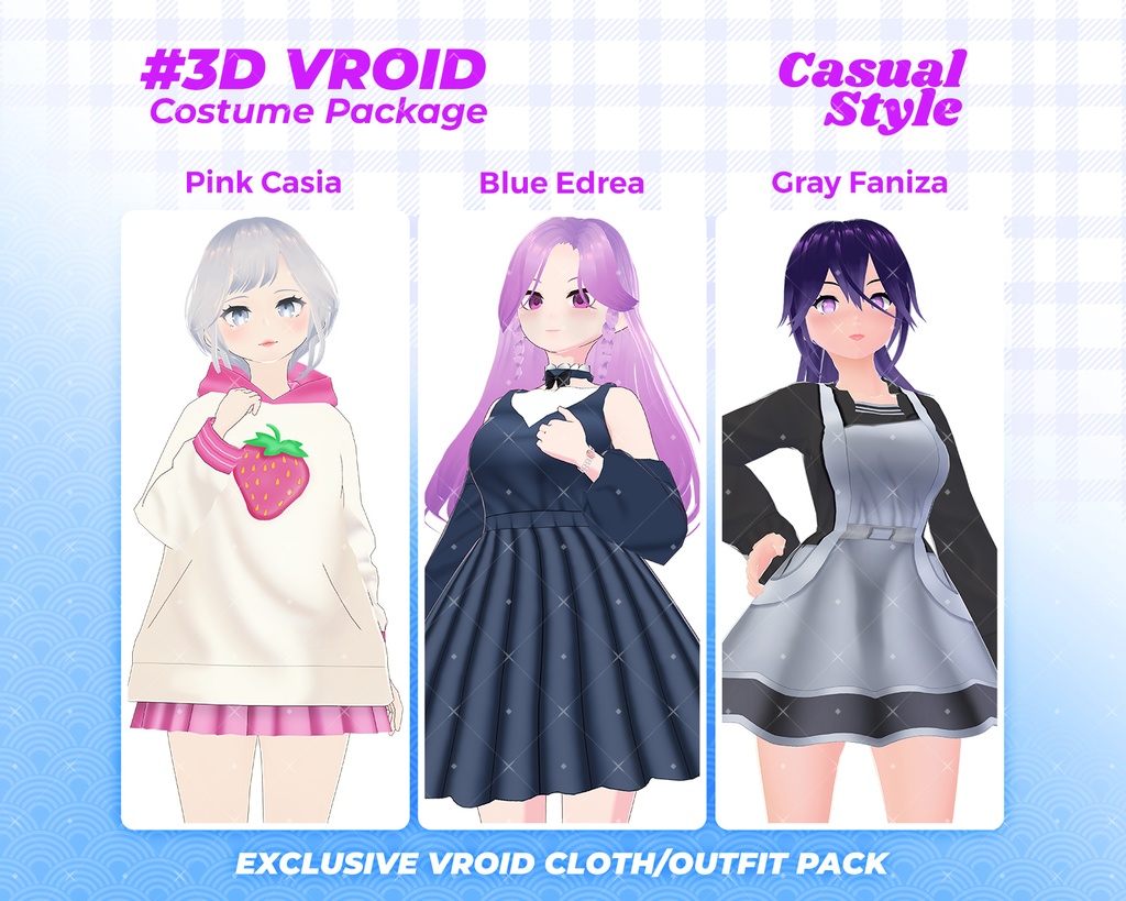 3D VRoid Outfit Pack Cute & Elegant Casual Fashion for VRoid Models | VRoid Clothes, VRoid Costume, VRoid Fashion