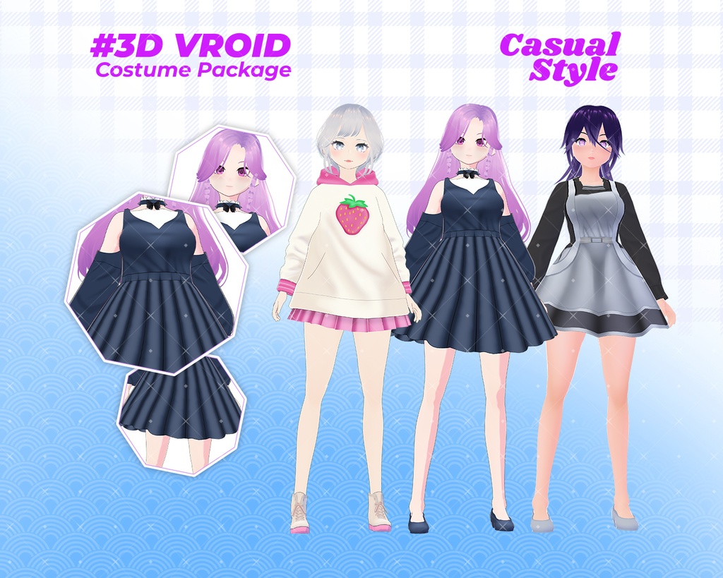 3D VRoid Outfit Pack Cute & Elegant Casual Fashion for VRoid Models | VRoid Clothes, VRoid Costume, VRoid Fashion