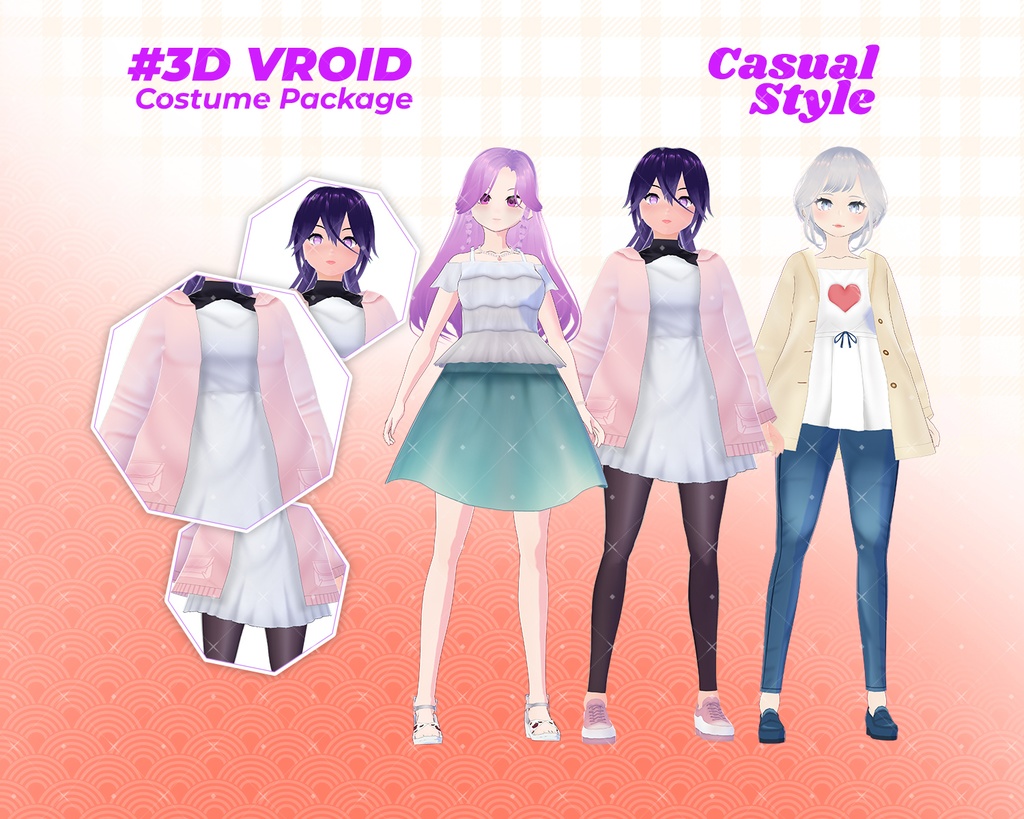 3D VRoid Outfit Pack Soft & Cozy Casual Wear for VRoid Models | VRoid Clothes, VRoid Costume, VRoid Fashion