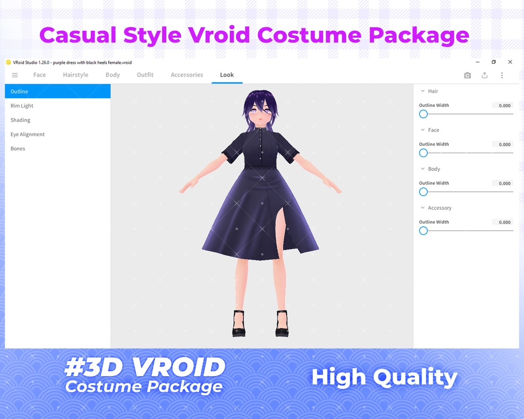 3D VRoid Outfit Pack Minimalist & Chic Dark Casual Wear for VRoid Models | VRoid Clothes, VRoid Costume, VRoid Fashion