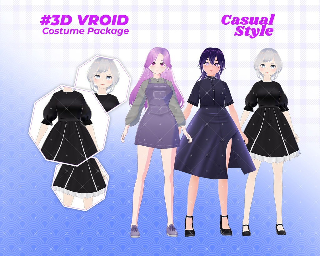 3D VRoid Outfit Pack Minimalist & Chic Dark Casual Wear for VRoid Models | VRoid Clothes, VRoid Costume, VRoid Fashion
