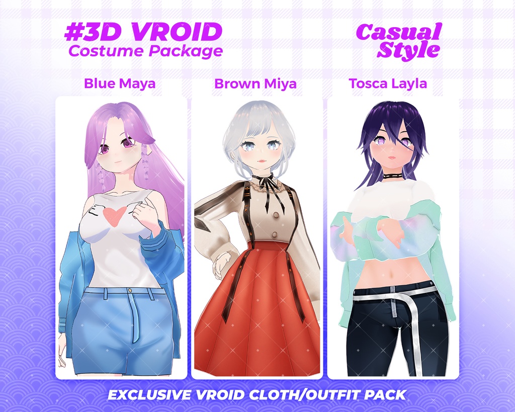 3D VRoid Outfit Pack Cozy & Modern Casual Clothes for VRoid Models | VRoid Clothes, VRoid Costume, VRoid Fashion