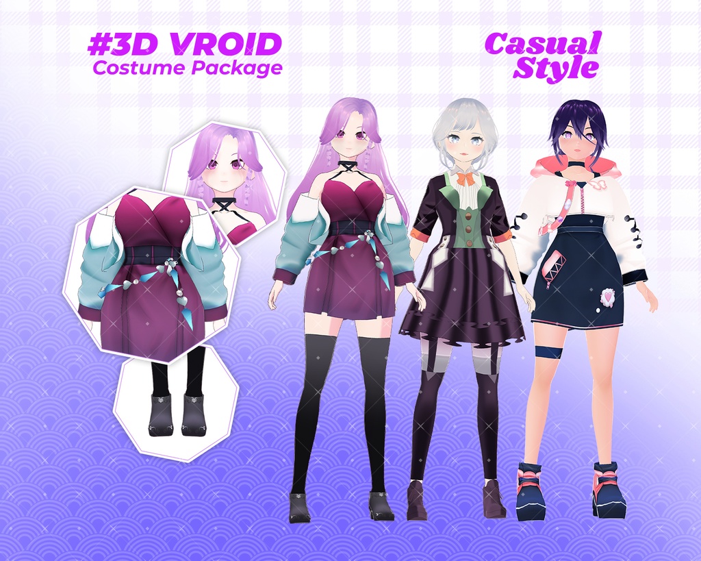 3D VRoid Outfit Pack Stylish & Elegant Fantasy-Inspired Fashion for VRoid Models | VRoid Clothes, VRoid Costume, VRoid Fashion