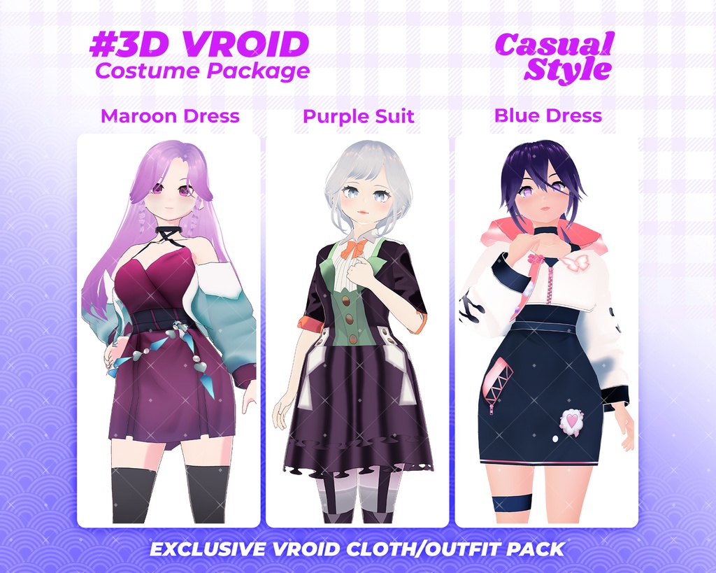 3D VRoid Outfit Pack Stylish & Elegant Fantasy-Inspired Fashion for VRoid Models | VRoid Clothes, VRoid Costume, VRoid Fashion