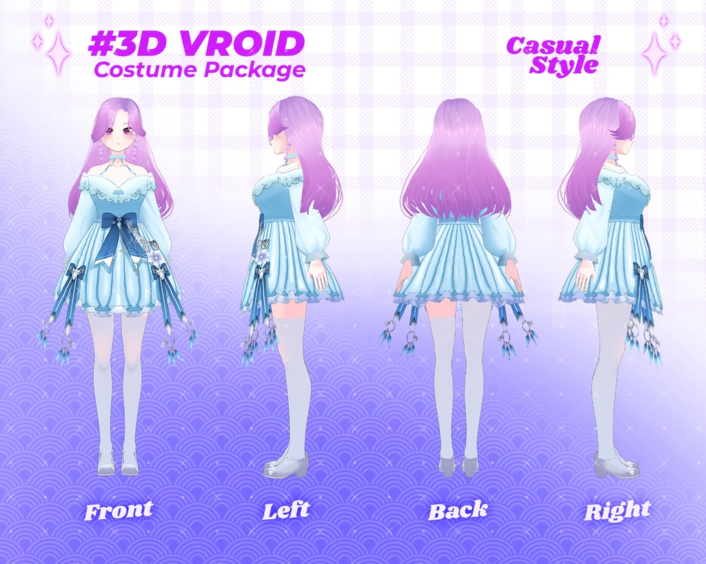 3D VRoid Outfit Pack Elegant & Cute Fantasy-Inspired Dresses for VRoid Models | VRoid Clothes, VRoid Costume, VRoid Fashion