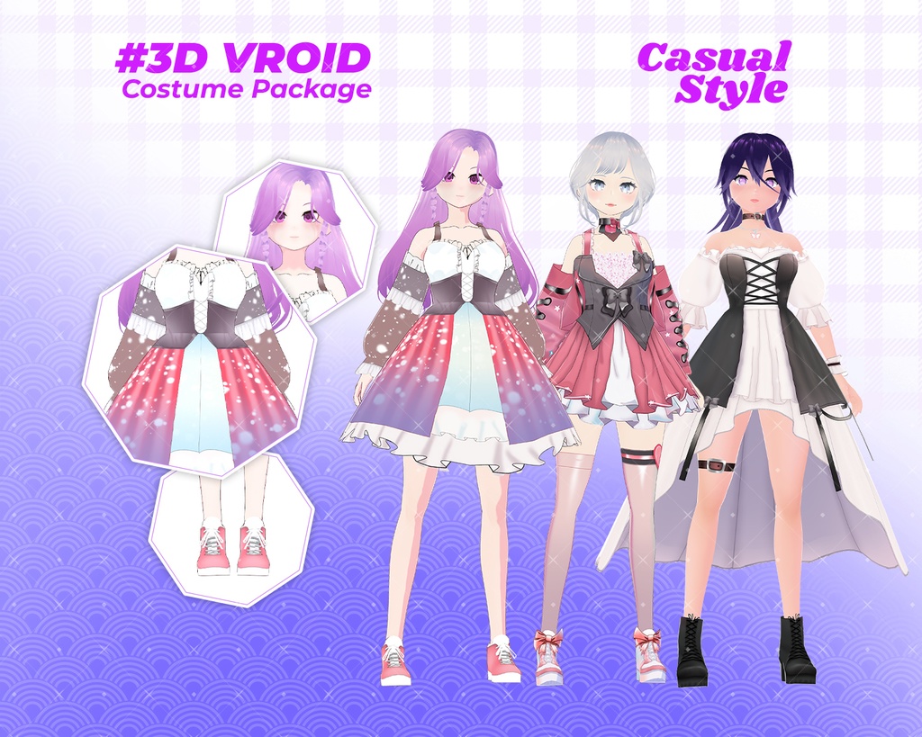 3D VRoid Outfit Pack Vibrant & Elegant Dresses for VRoid Models | VRoid Clothes, VRoid Costume, VRoid Fashion