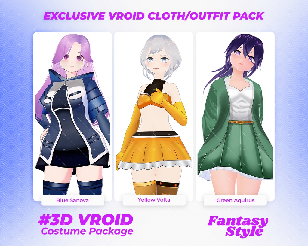 3D VRoid Outfit Pack Futuristic & Fantasy-Themed Costumes for VRoid Models | VRoid Clothes, VRoid Costume, VRoid Fashion