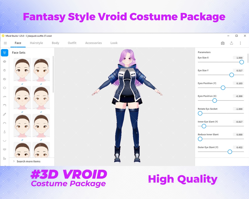 3D VRoid Outfit Pack Futuristic & Fantasy-Themed Costumes for VRoid Models | VRoid Clothes, VRoid Costume, VRoid Fashion