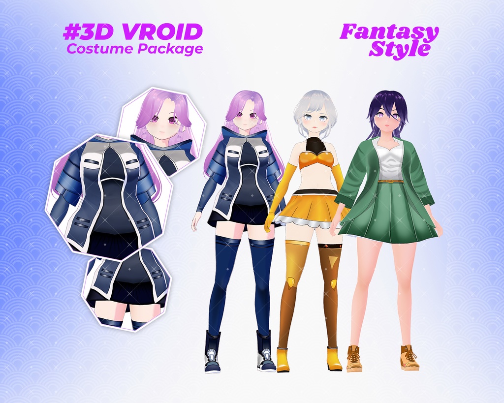 3D VRoid Outfit Pack Futuristic & Fantasy-Themed Costumes for VRoid Models | VRoid Clothes, VRoid Costume, VRoid Fashion