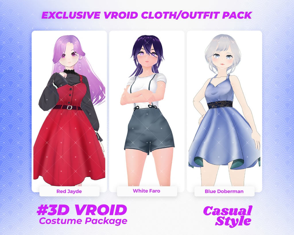 3D VRoid Outfit Pack Elegant & Casual Chic Dresses for VRoid Models | VRoid Clothes, VRoid Costume, VRoid Fashion