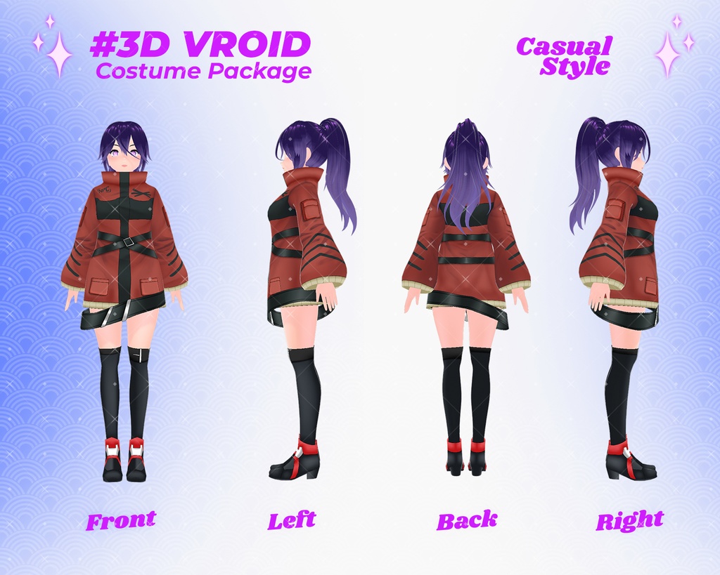 3D VRoid Outfit Pack Stylish & Bold Casual Wear for VRoid Models | VRoid Clothes, VRoid Costume, VRoid Fashion