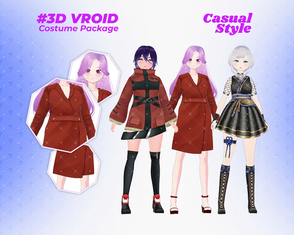 3D VRoid Outfit Pack Stylish & Bold Casual Wear for VRoid Models | VRoid Clothes, VRoid Costume, VRoid Fashion