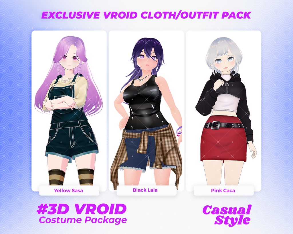 3D VRoid Outfit Pack Edgy & Trendy Casual Clothes for VRoid Models | VRoid Clothes, VRoid Costume, VRoid Fashion