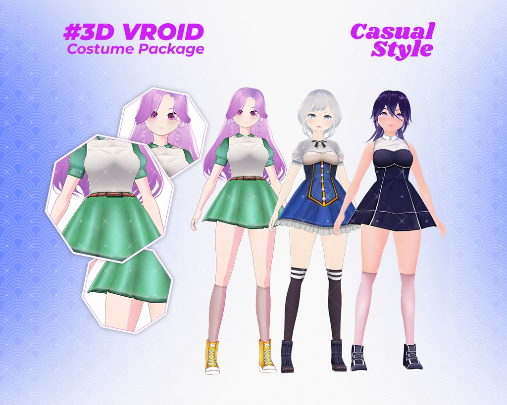 3D VRoid Outfit Pack Elegant & Charming Casual Dresses for VRoid Models | VRoid Clothes, VRoid Costume, VRoid Fashion