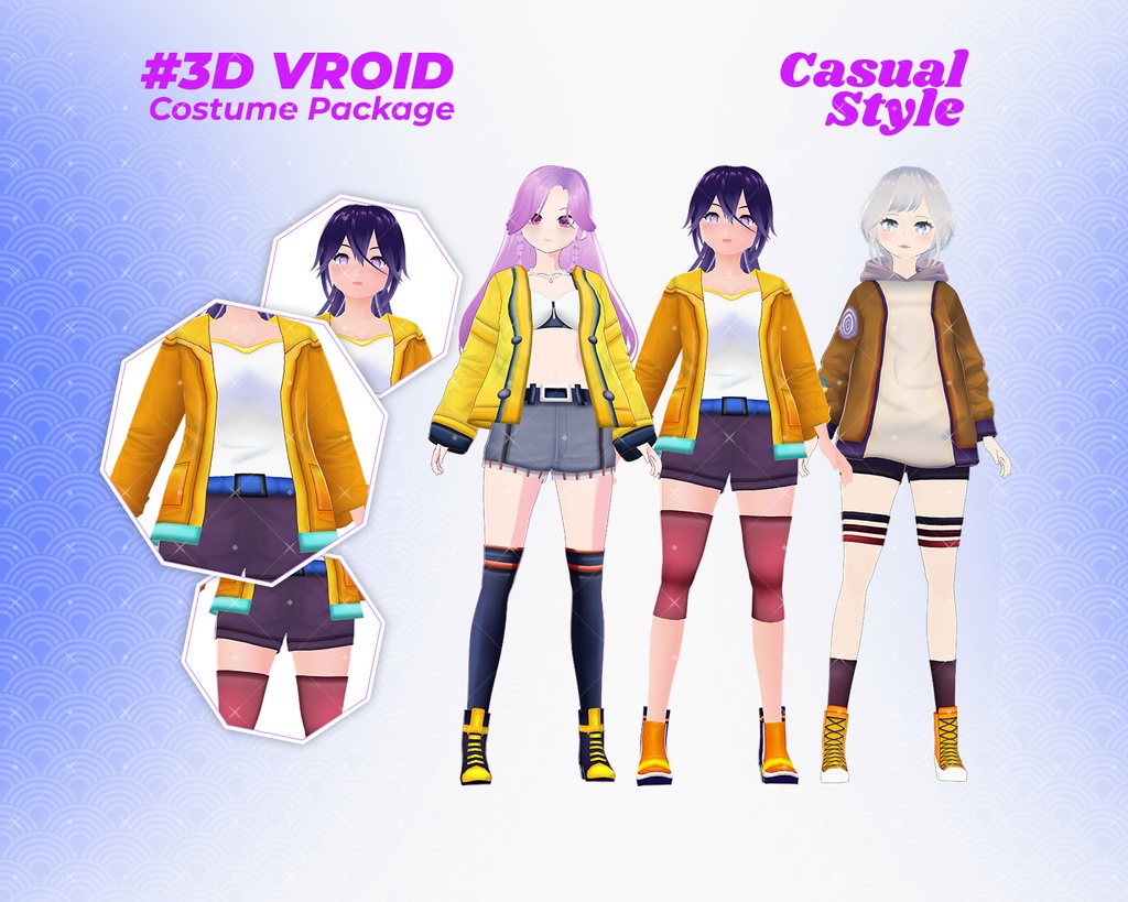 3D VRoid Outfit Pack Trendy & Cozy Casual Jackets for VRoid Models | VRoid Clothes, VRoid Costume, VRoid Fashion