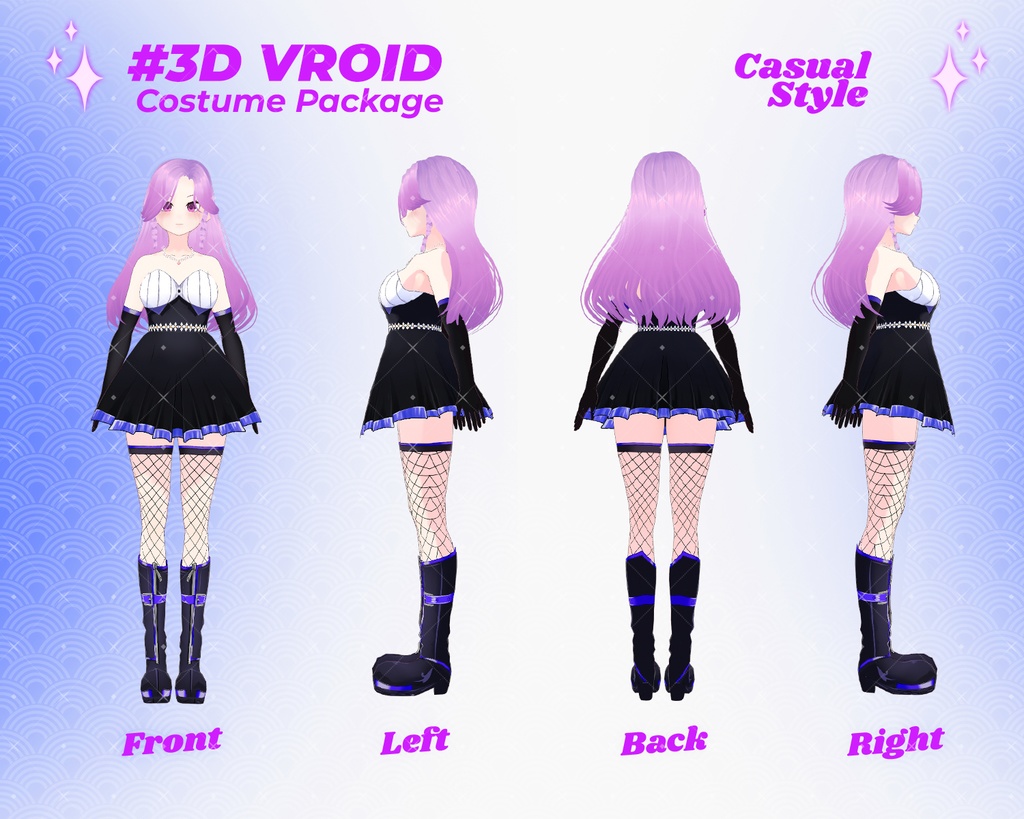 3D VRoid Outfit Pack Dark Chic & Gothic Fashion for VRoid Models | VRoid Clothes, VRoid Costume, VRoid Fashion