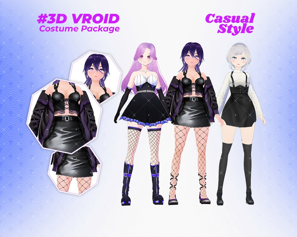 3D VRoid Outfit Pack Dark Chic & Gothic Fashion for VRoid Models | VRoid Clothes, VRoid Costume, VRoid Fashion