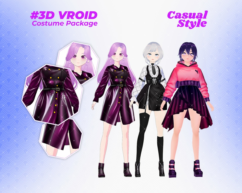 3D VRoid Outfit Pack Stylish & Trendy Casual Wear for VRoid Models | VRoid Clothes, VRoid Costume, VRoid Fashion