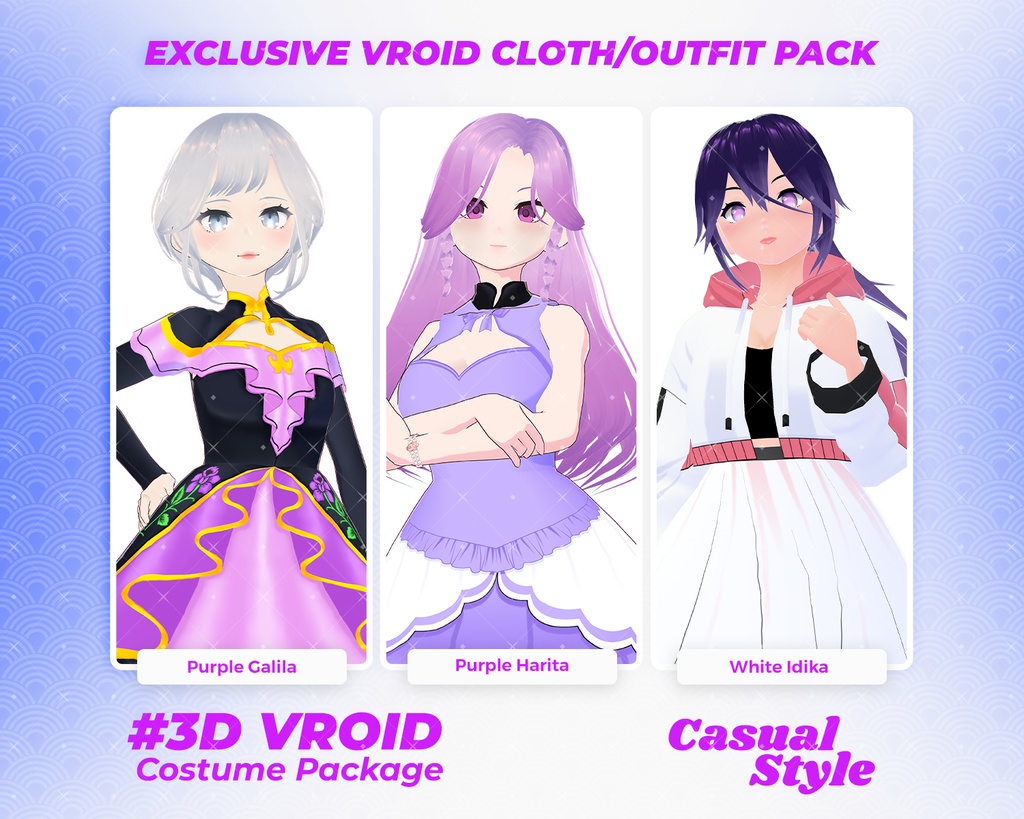 3D VRoid Outfit Pack Elegant & Cute Casual Dresses for VRoid Models | VRoid Clothes, VRoid Costume, VRoid Fashion