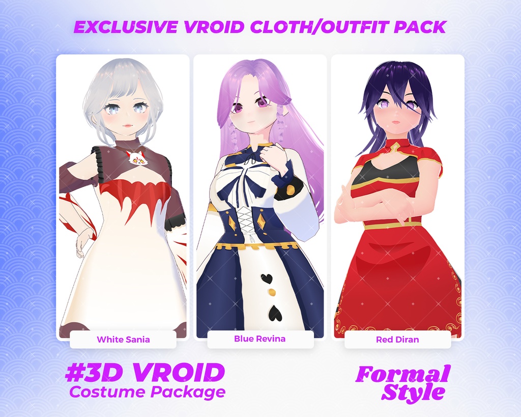 3D VRoid Outfit Pack Elegant & Formal Dress Collection for VRoid Models | VRoid Clothes, VRoid Costume, VRoid Fashion