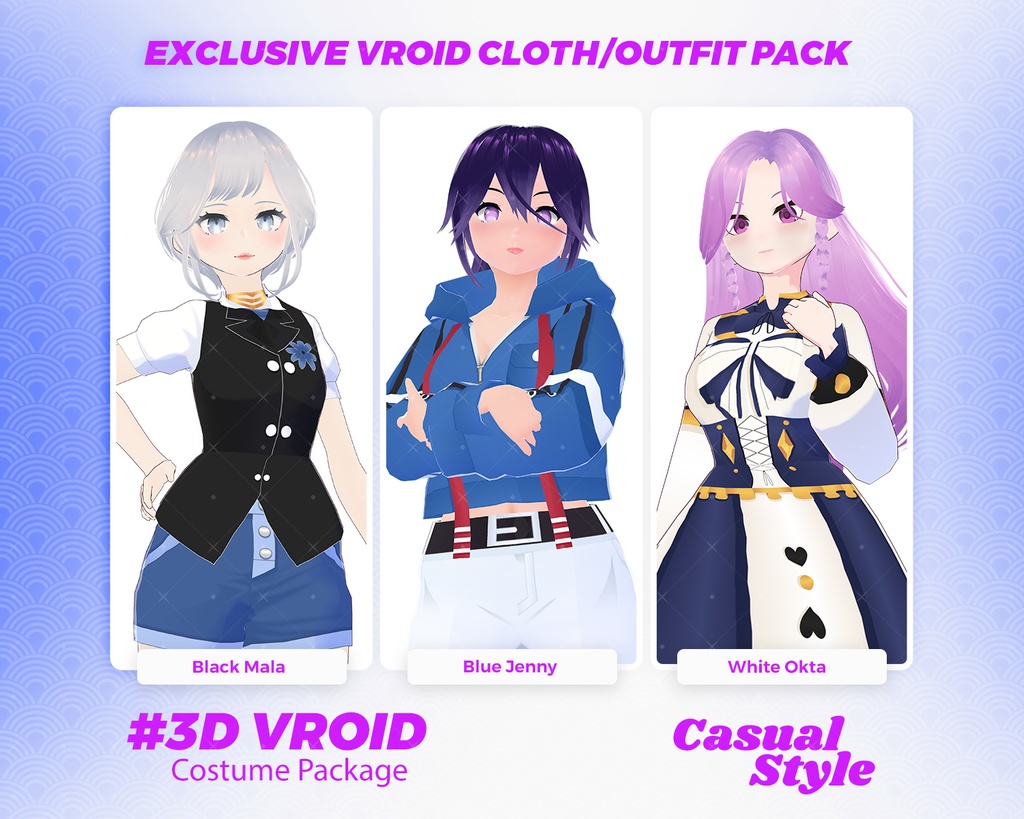 3D VRoid Outfit Pack Chic & Simple Casual Clothes for VRoid Models | VRoid Clothes, VRoid Costume, VRoid Fashion