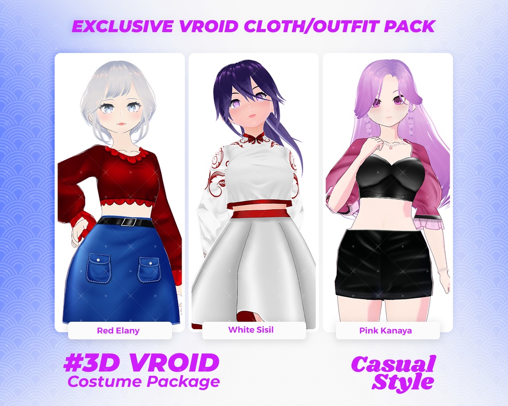 3D VRoid Outfit Pack Elegant & Trendy Casual Wear for VRoid Models | VRoid Clothes, VRoid Costume, VRoid Fashion