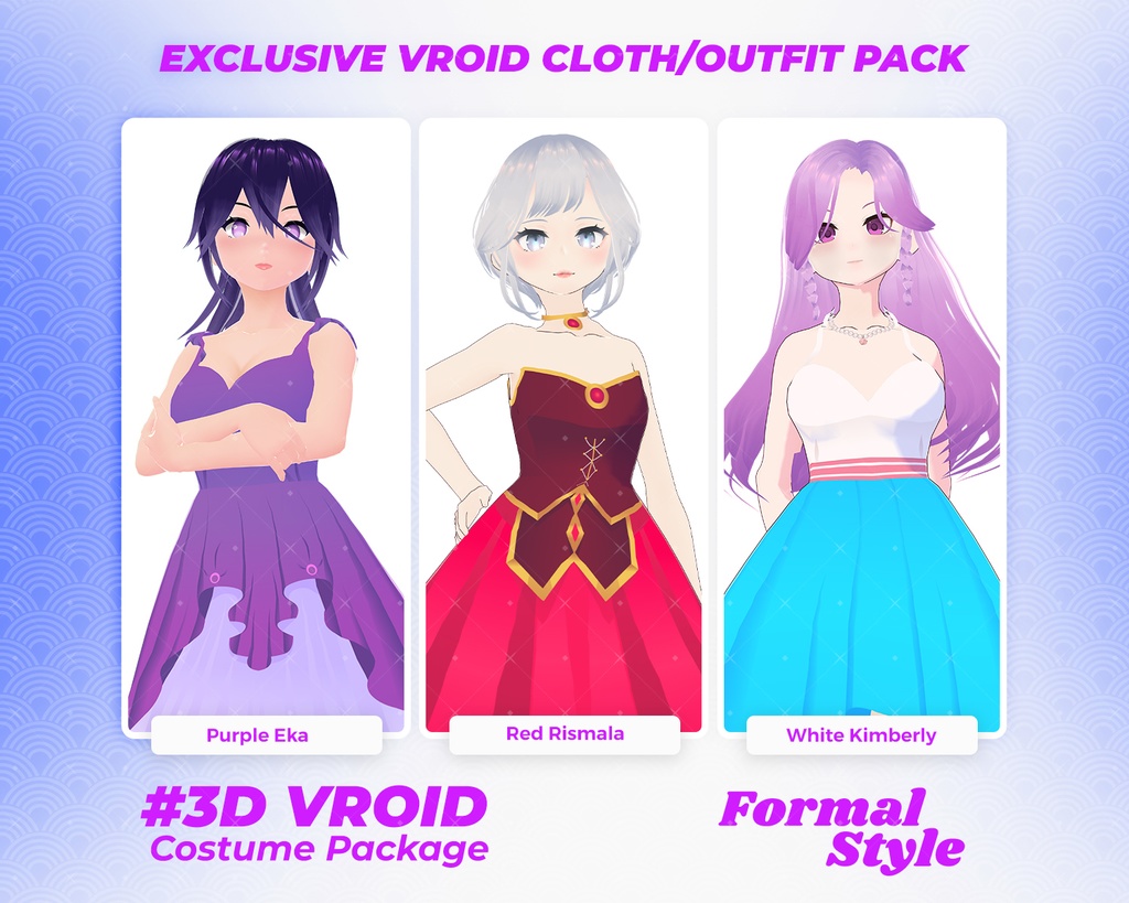 3D VRoid Outfit Pack Elegant & Glamorous Formal Dresses for VRoid Models | VRoid Clothes, VRoid Costume, VRoid Fashion