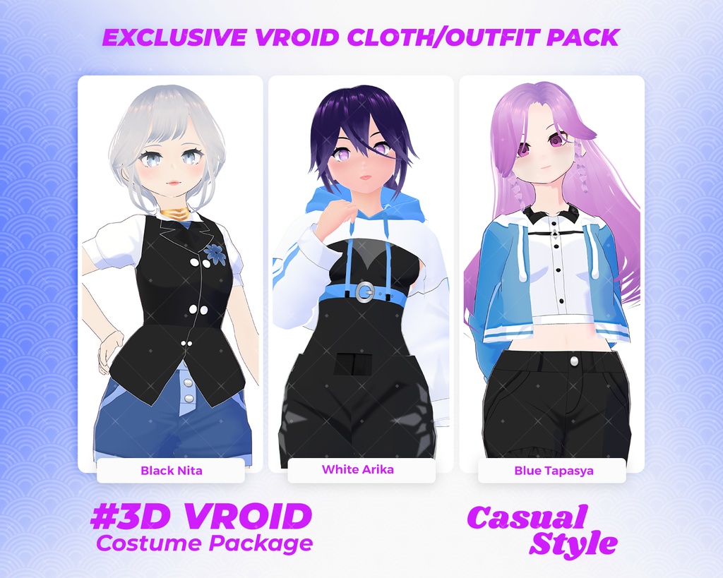 3D VRoid Outfit Pack Trendy & Stylish Casual Wear for VRoid Models | VRoid Clothes, VRoid Costume, VRoid Fashion