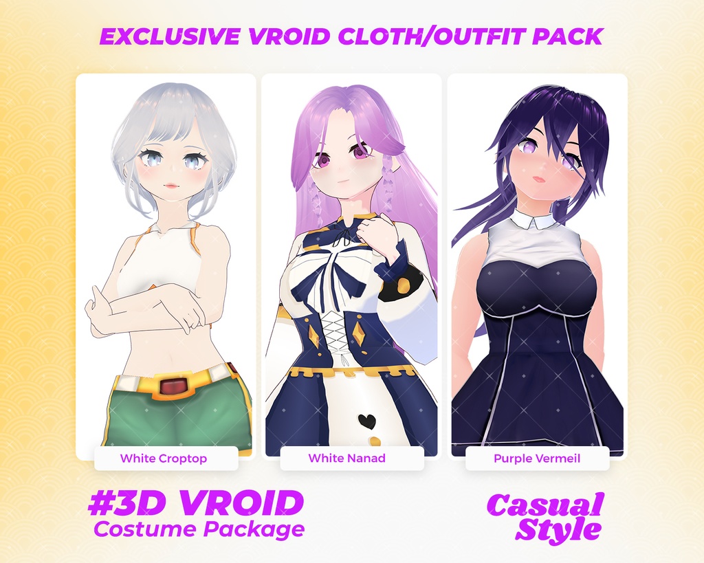 3D VRoid Casual & Elegant Dress Outfit Pack Modern Anime Style for VRoid Models | VRoid Clothes, VRoid Costume, VRoid Fashion