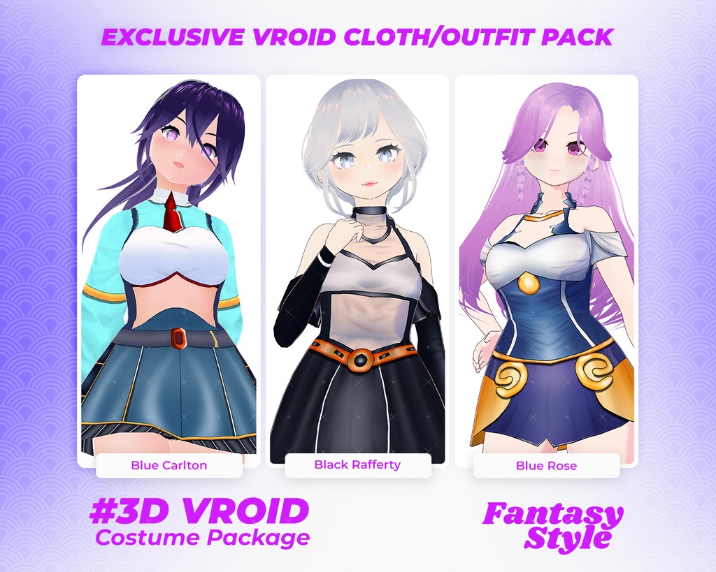 3D VRoid Outfit Pack Fantasy Warrior & Magical Attire for VRoid Models | VRoid Armor, VRoid Battle Costume, VRoid Fantasy Fashion