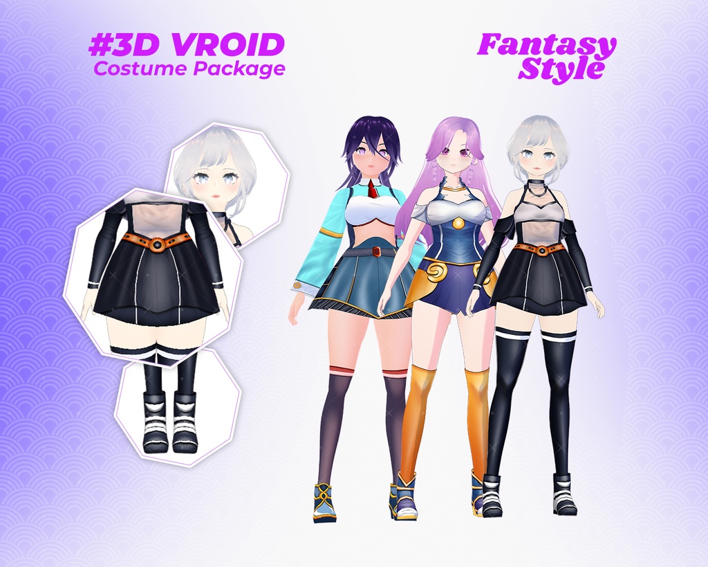 3D VRoid Outfit Pack Fantasy Warrior & Magical Attire for VRoid Models | VRoid Armor, VRoid Battle Costume, VRoid Fantasy Fashion