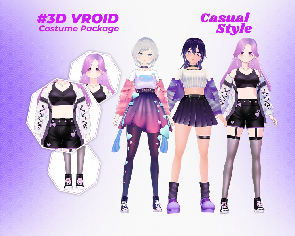 3D VRoid Outfit Pack Vibrant & Cute Casual Wear for VRoid Models | VRoid Clothes, VRoid Costume, VRoid Fashion