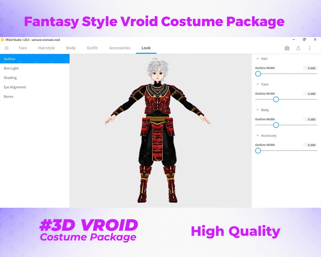 3D VRoid Outfit Pack Japanese Warrior & Traditional Fantasy Male Costumes | VRoid Samurai Clothes, VRoid Armor, Ninja Style Outfit
