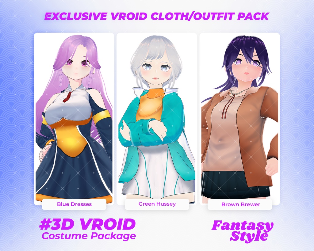 3D VRoid Outfit Pack Stylish & Versatile Fantasy-Themed Clothes for VRoid Models | VRoid Clothes, VRoid Costume, VRoid Fashion