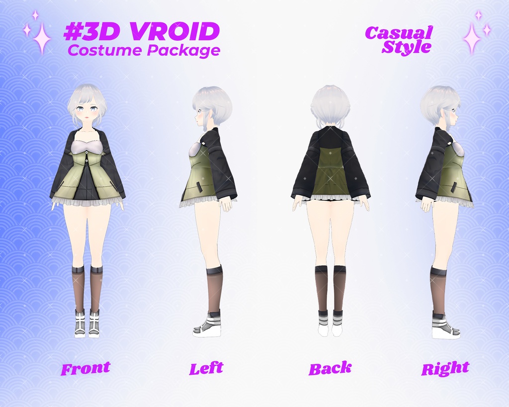 3D VRoid Outfit Pack Cool & Youthful Casual Looks for VRoid Models | VRoid Clothes, VRoid Costume, VRoid Fashion