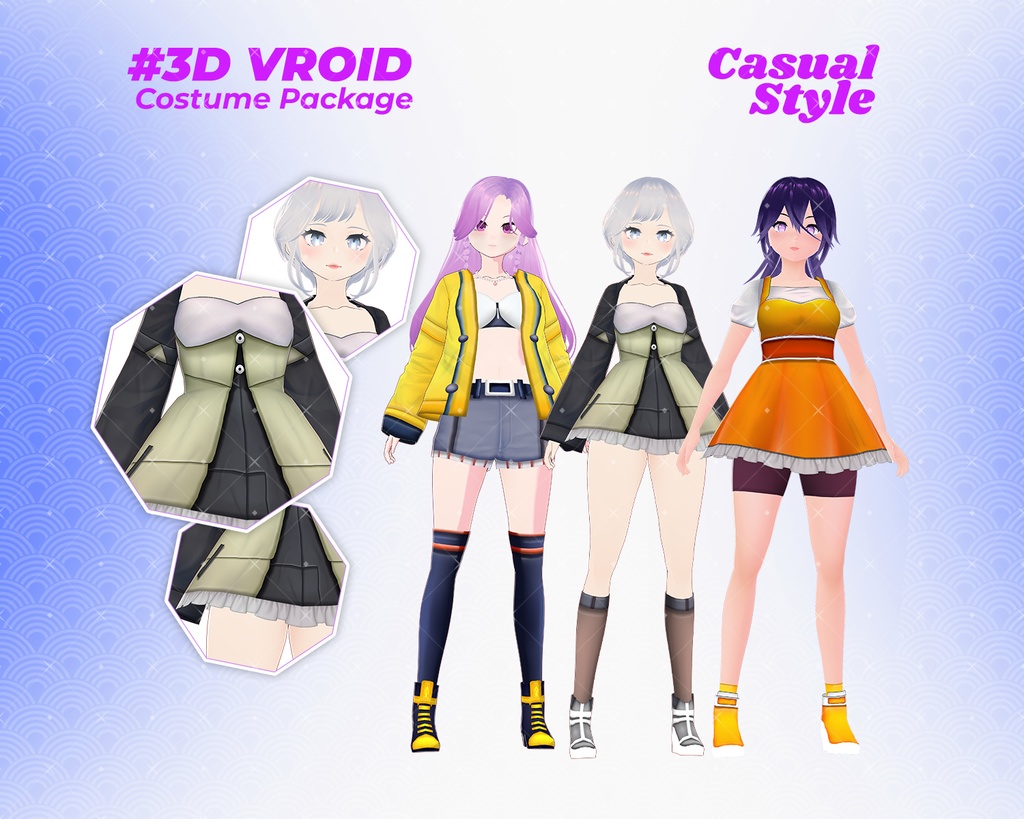 3D VRoid Outfit Pack Cool & Youthful Casual Looks for VRoid Models | VRoid Clothes, VRoid Costume, VRoid Fashion