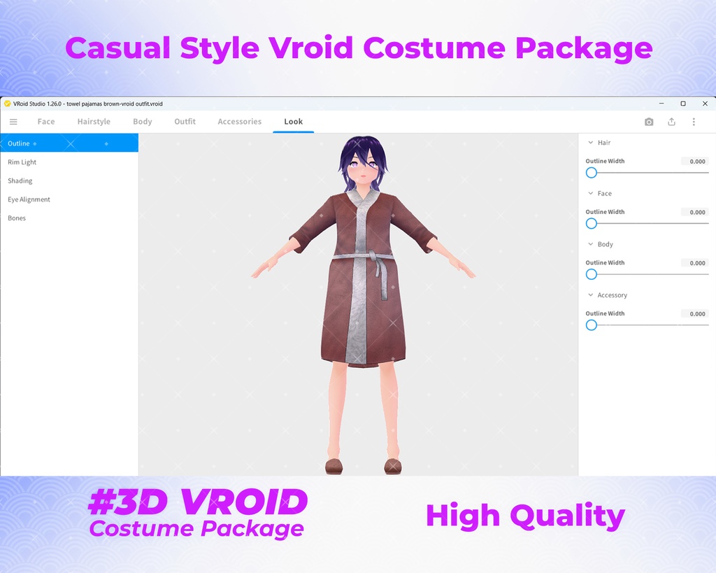 3D VRoid Outfit Pack Comfy Sweaters & Cozy Bathrobes for VRoid Models | VRoid Clothes, VRoid Fashion, VTuber Loungewear