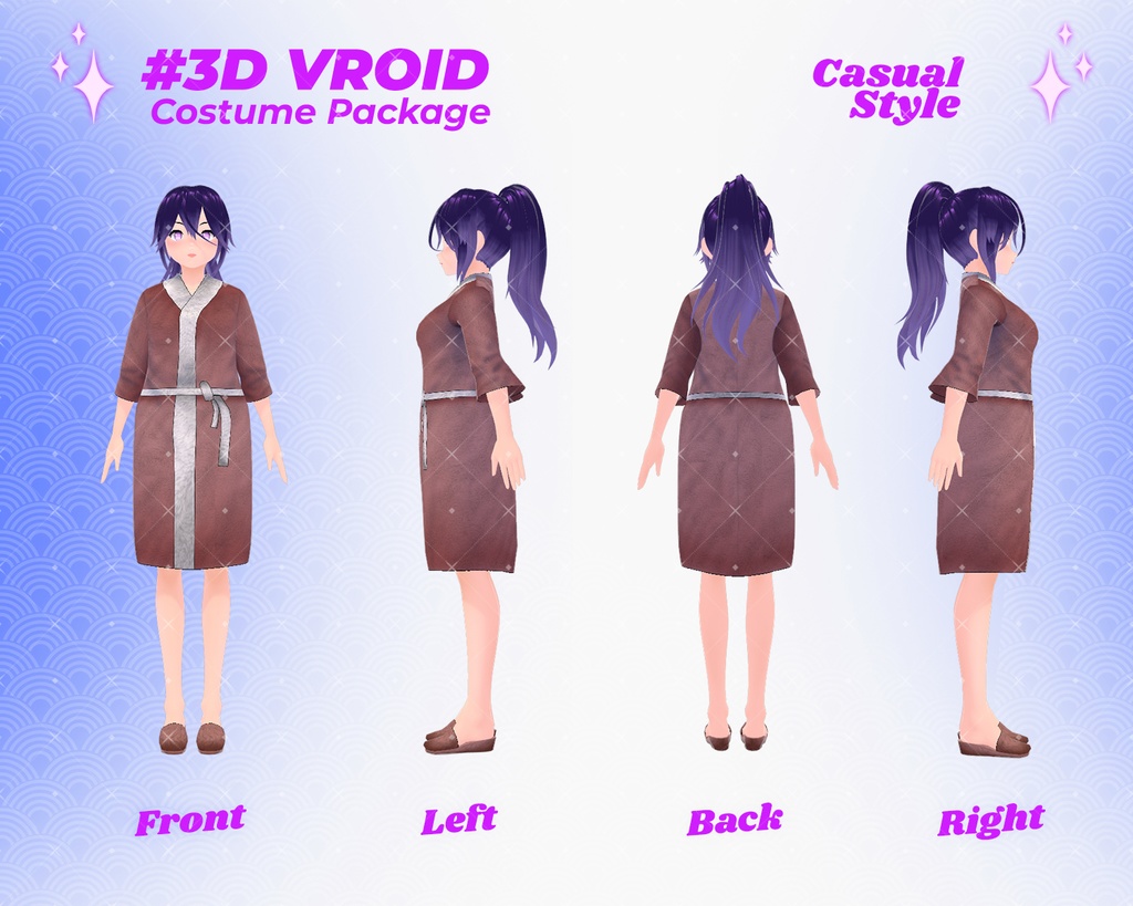 3D VRoid Outfit Pack Comfy Sweaters & Cozy Bathrobes for VRoid Models | VRoid Clothes, VRoid Fashion, VTuber Loungewear