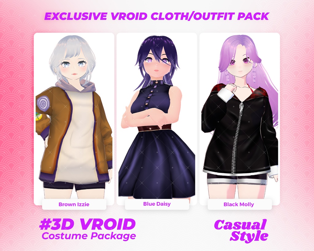 3D VRoid Outfit Pack Urban Street & Stylish Casual Looks for VRoid Models | VRoid Hoodies, VRoid Dress, VRoid Streetwear
