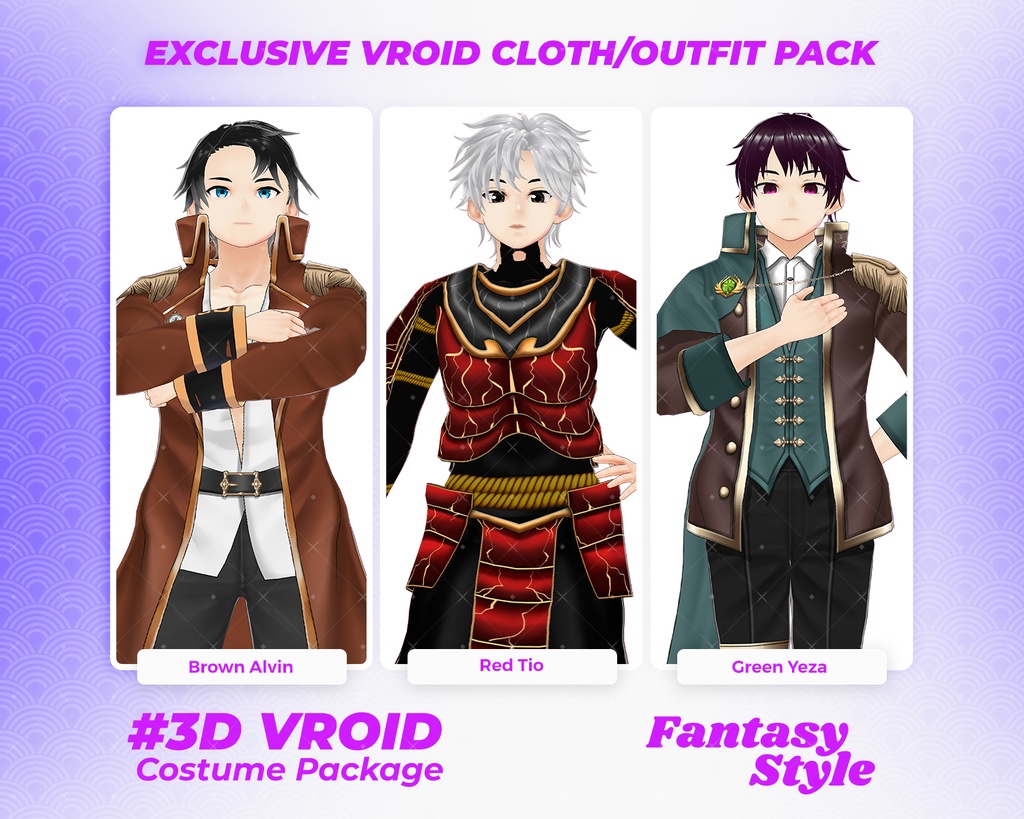 3D VRoid Outfit Pack Regal & Battle-Ready Fantasy Clothes for Male VRoid Models | VRoid Clothes, VRoid Costume, VRoid Fashion