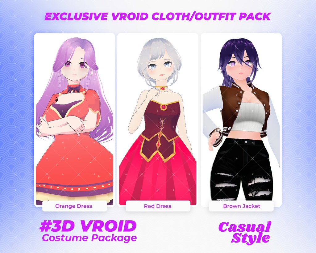 3D VRoid Outfit Pack Bold & Elegant Casual Looks for VRoid Models | VRoid Clothes, VRoid Costume, VRoid Fashion