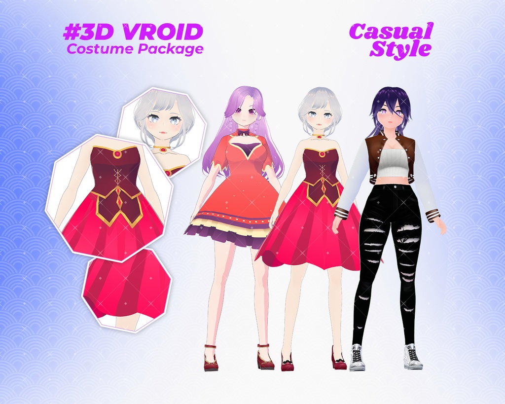 3D VRoid Outfit Pack Bold & Elegant Casual Looks for VRoid Models | VRoid Clothes, VRoid Costume, VRoid Fashion